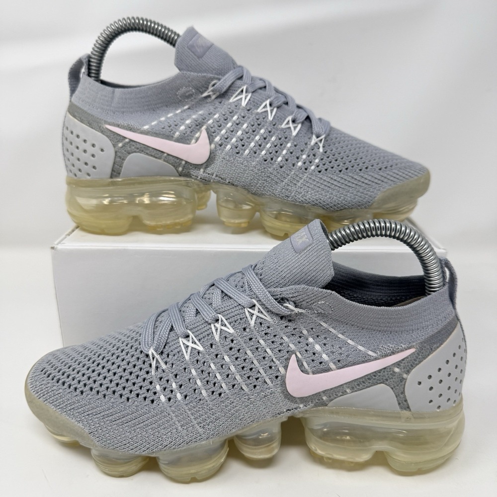 Nike Air VaporMax Flyknit 2 Running Shoes Women Size 5 Wolf Gray Pink Foam Rare